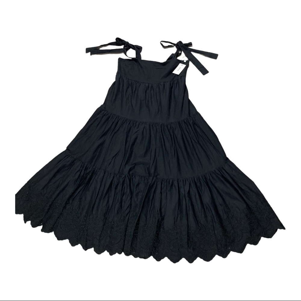 NWT JASON WU Black Tiered Shoulder Tie Maxi Dress Embroidered  Size XL